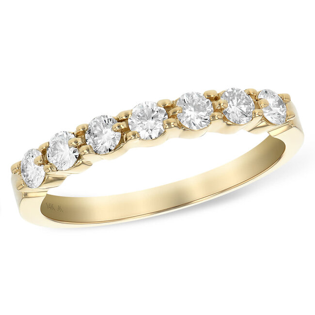 Diamond (0.50ctw) 7 stone band ring, 14k yellow gold 2.7 gr