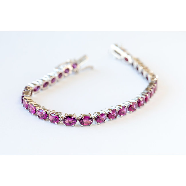 Purple garnet bracelet, sterling silver 7.25"