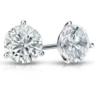 LAB GROWN diamond (1.06 ctw) martini stud earrings 14k white gold