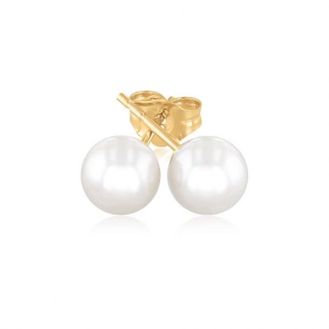 Freshwater cultured pearl (6-6.5mm) stud earrings 14k yellow gold 0.4 gr