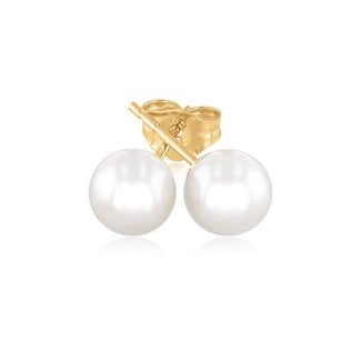 Freshwater cultured pearl (6.5-7mm) stud earrings 14k yellow gold 0.4 gr