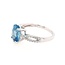 Blue zircon (3.37 ct) & diamond (0.14 ctw) oval ring 14k white gold