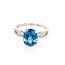 Blue zircon (3.37 ct) & diamond (0.14 ctw) oval ring 14k white gold