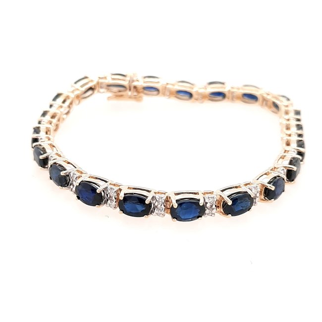 Sapphire (13 ctw) & diamond (0.40 ctw) bracelet 14k yellow gold