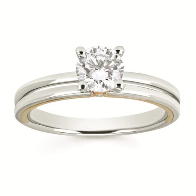 0.05Ctw. Diamond Semi Mount  14K  WG/YG Gold 2.9 gr