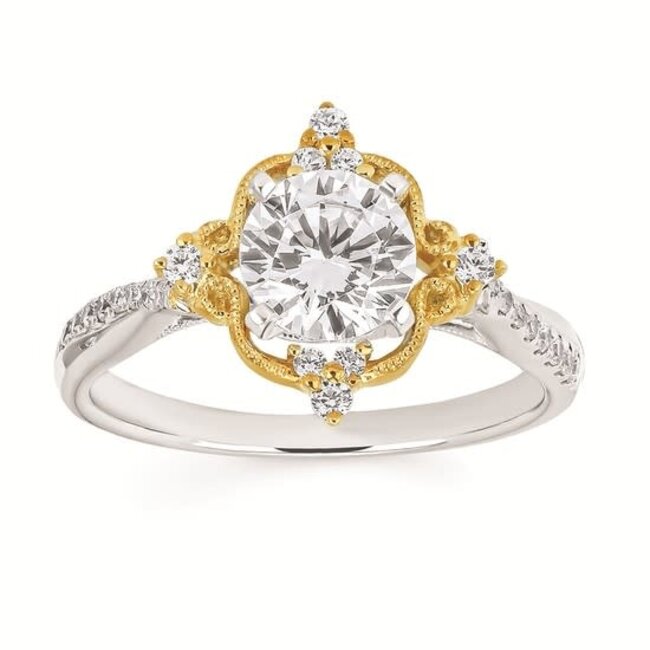 1/5 Ctw. Diamond Semi Mount  in 14K yellow and white gold 3.7 gr