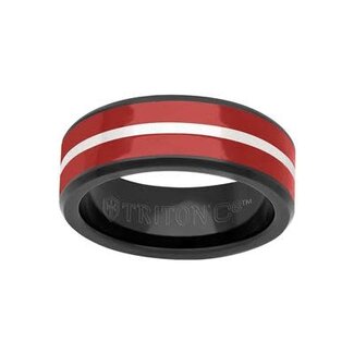 Tungsten and red ceramic 8mm band size 10