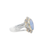 Australian opal doublet, white zircon ring, sterling silver
