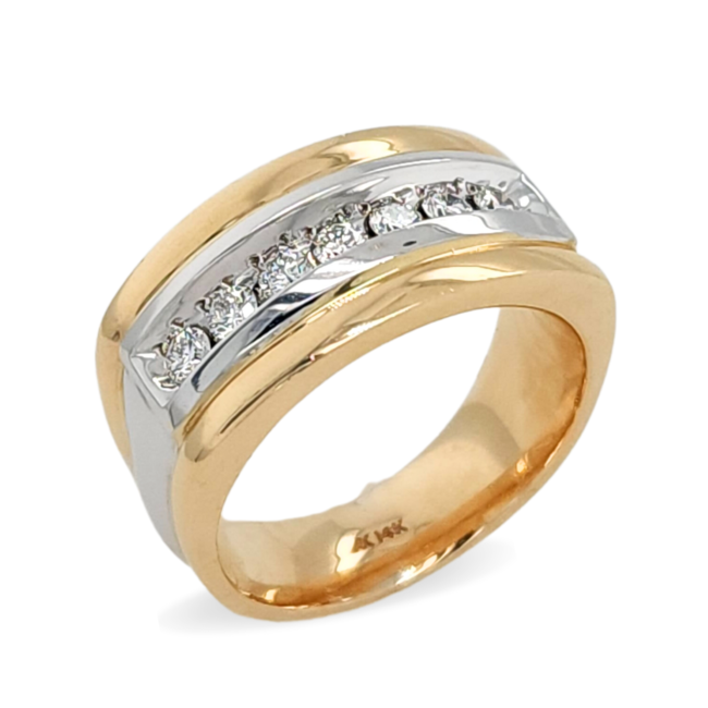Diamond(0.50ctw) channel set men's band, 14k yellow gold