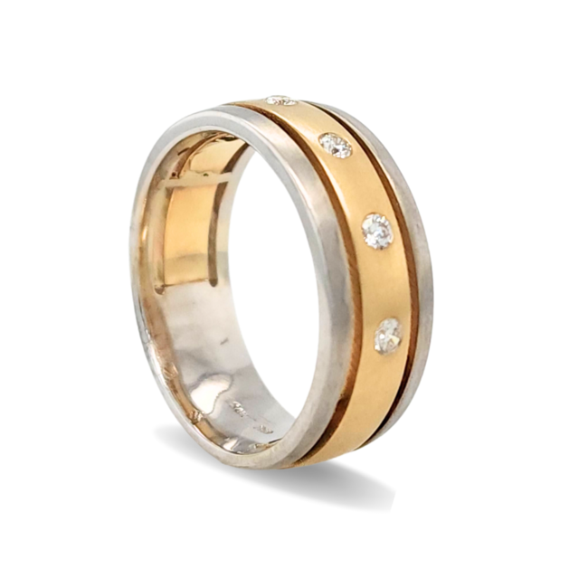 Diamond (0.32 ctw) men's band 14k white & yellow gold 10.2 gr