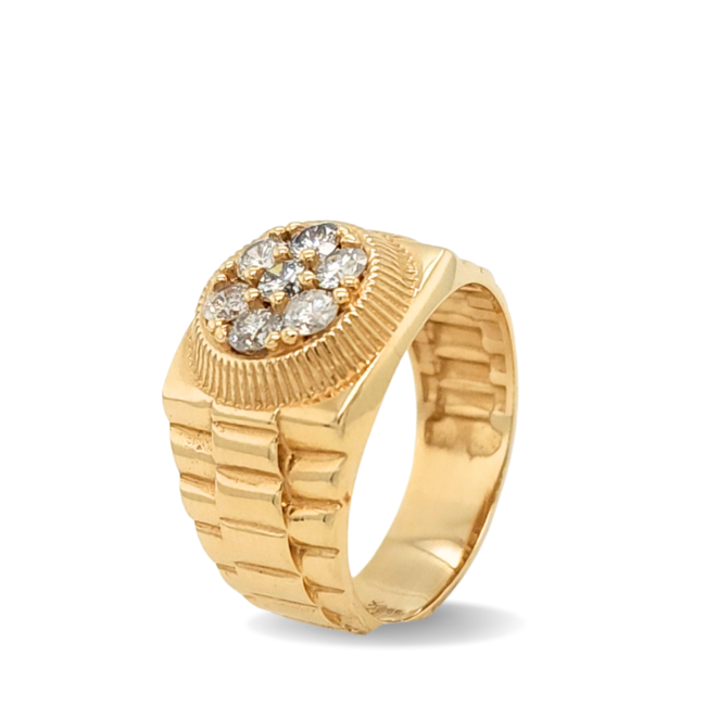Diamond (0.50ctw) rolex style ring 14k yellow gold 7.8gr size 8.5