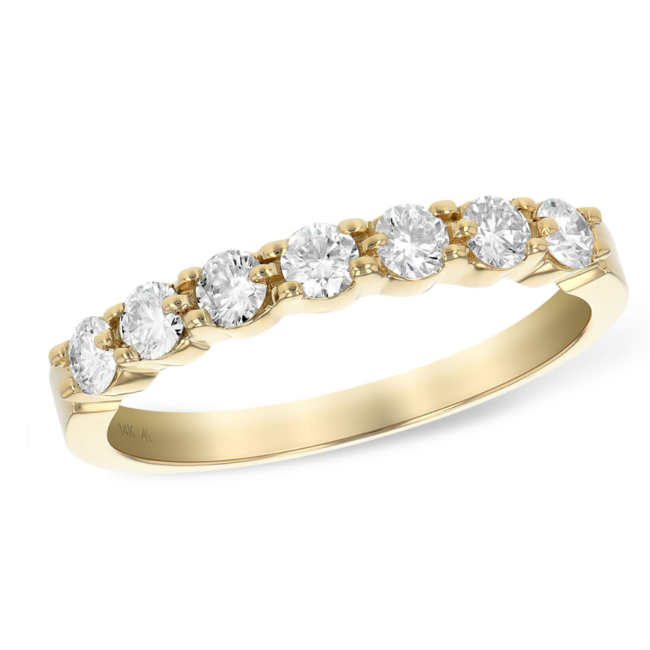 Diamond (0.50ctw) 7 stone band ring, 14k yellow gold 2.7 gr