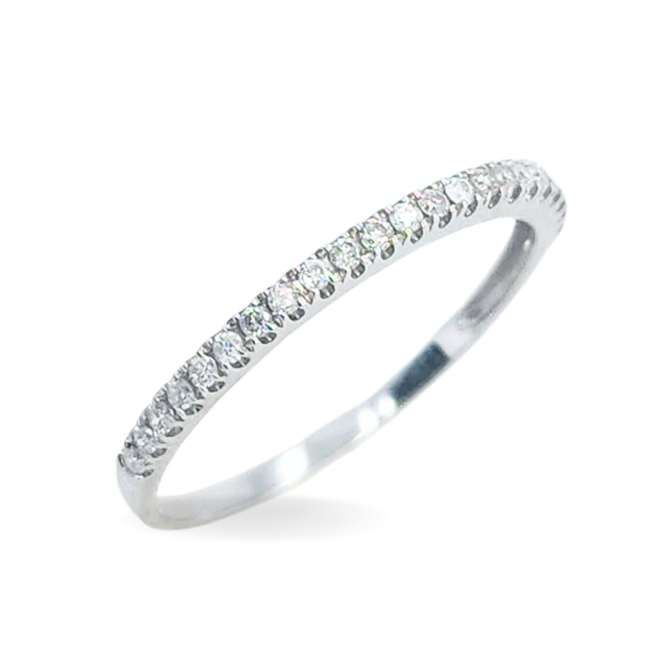 Diamond (0.20 ctw) stackable prong set band 14k white gold 0.8 gr