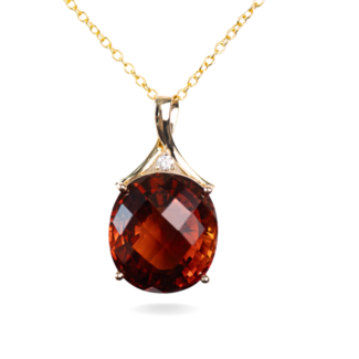 Madeira Citrine (23.7 ct) & diamond (0.078 ct) pendant 14k yellow gold