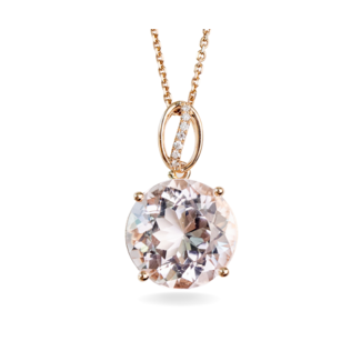 Morganite (1.02 ct) & diamond (0.03 ctw) round pendant 14k rose gold