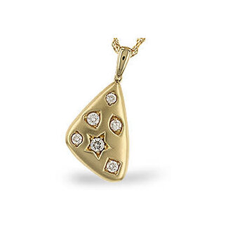 Diamond (0.25 ctw) triangle pendant w/chain 14k yellow gold
