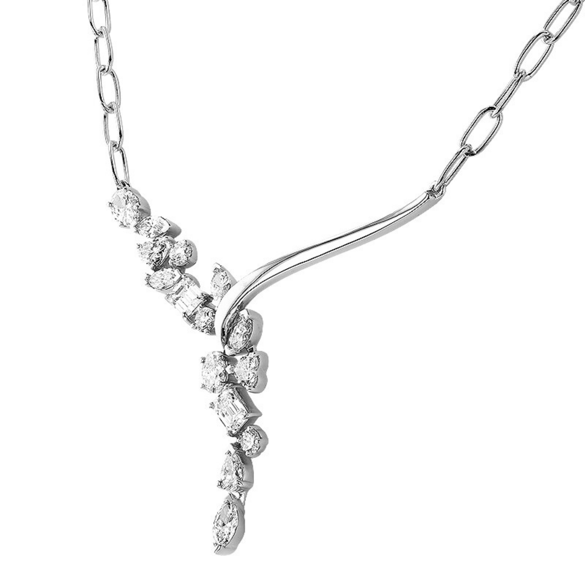 14K White Gold 1/2 Carat Diamond Padlock Necklace - Apples of Gold Jewelry