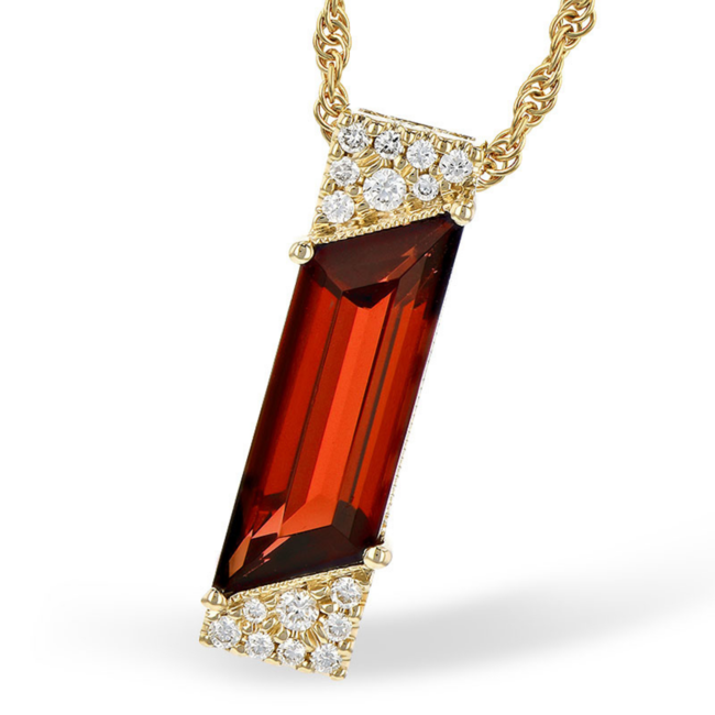 Garnet (2.16 ct) & diamond (0.09 ctw) pendant w/chain 14k yellow gold