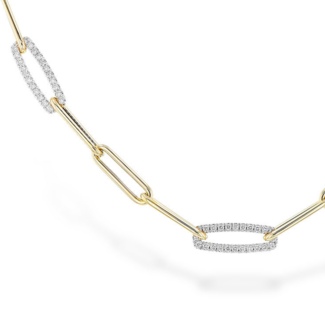 Diamond 0.75 ctw) paperclip link necklace 14k yellow gold
