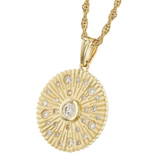 Diamond (0.24 ctw) disk necklace 14k yellow gold