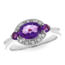 Amethyst (1.32 ctw) & diamond (0.08 ctw) ring 14k white gold