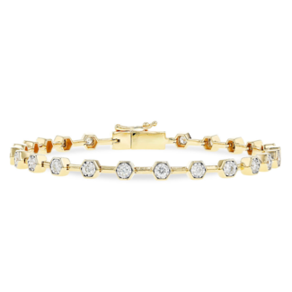 Diamond (1.0 ctw) hexagon bezel set bracelet 14k yellow gold