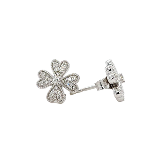 Diamond (0.22 ctw) heart floral earrings 18k white gold