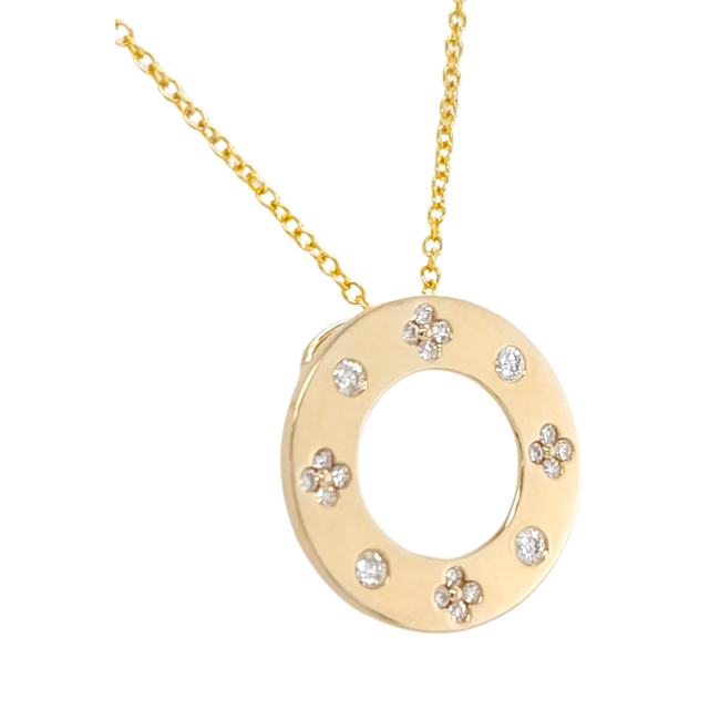 Diamond (0.56 ctw) circle pendant 14k yellow gold