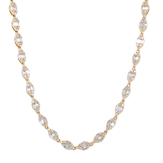 Diamond (3.45 ctw) fancy tennis necklace 18k yellow gold