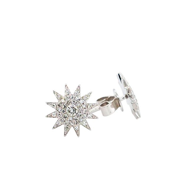 Diamond (0.25 ctw) starburst stud earrings 14k white gold