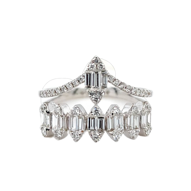 Diamond (0.62 ctw) double row tiara ring 18k white gold