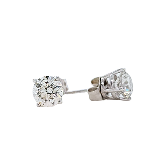 Diamond (1.43 ctw) round stud earrings 14k white gold