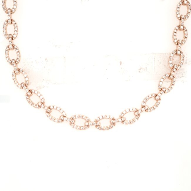 18" Diamond (6.6 ctw) oval link necklace 14k yellow gold