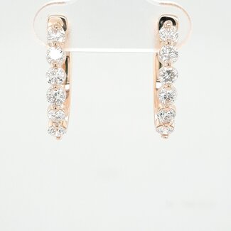Diamond (1.01 ctw) oval hoop earrings 14k yellow gold