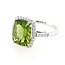 Peridot (3.69 ct) & diamond (0.21 ctw) fancy cut ring 14k white gold