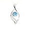 Blue zircon (0.78 ct) & diamond (0.04 ctw) round pendant 14k white gold