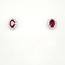 Ruby (0.38 ctw) & diamond (0.0.09 ctw) oval halo stud earrings 14k white gold