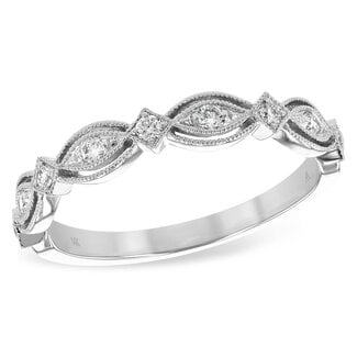 Diamond (0.15 ctw) beaded band, 14k white gold 2.0 gr