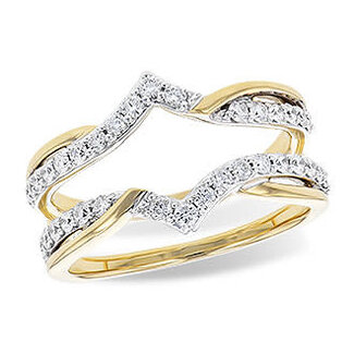 Diamond (0.50 ctw) chevron ring guard 14k yellow gold 5.0 gr