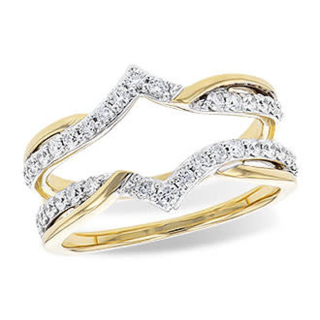 Diamond (0.50 ctw) chevron ring guard 14k yellow gold 5.0 gr
