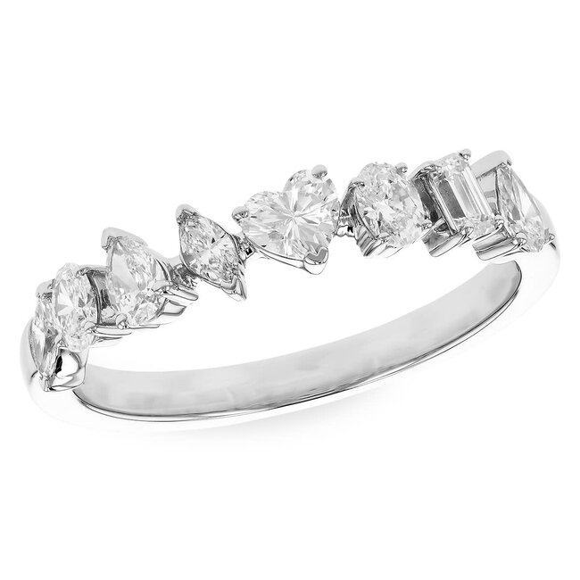 Diamond (0.69 ctw) multi shape band 14k white gold 2.3 gr