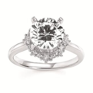 Diamond (0.41 ctw)/CZ ctr) 4 prong setting with collar 14k white gold