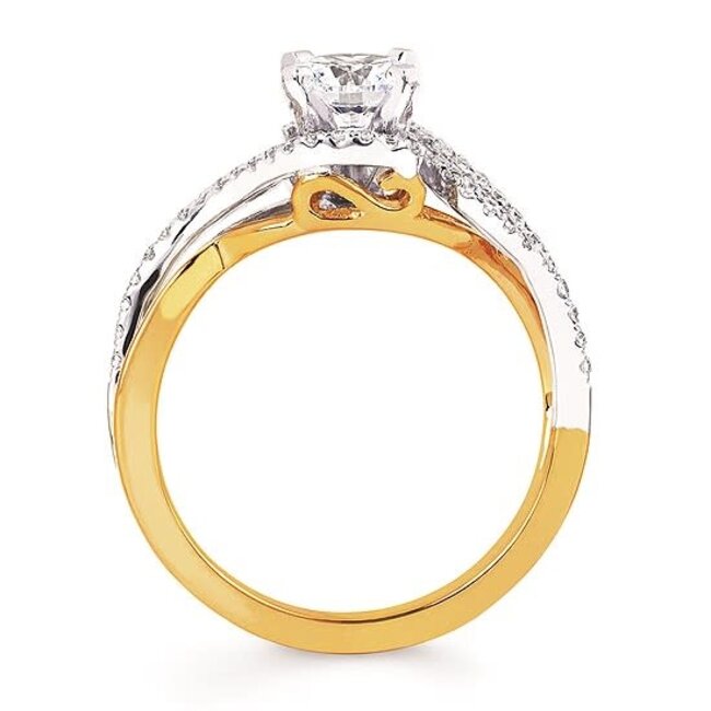 Diamond (0.22 ctw) 4 prong wave bypass setting 14k white & yellow gold 4.0 gr