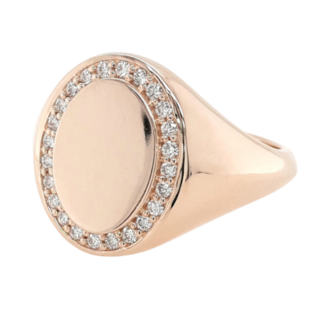 Diamond (0.33 ctw) oval signet ring 14k yellow gold