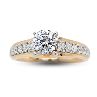 Diamond (0.50ctw) graduated setting, 14k yellow gold 4.4 gr