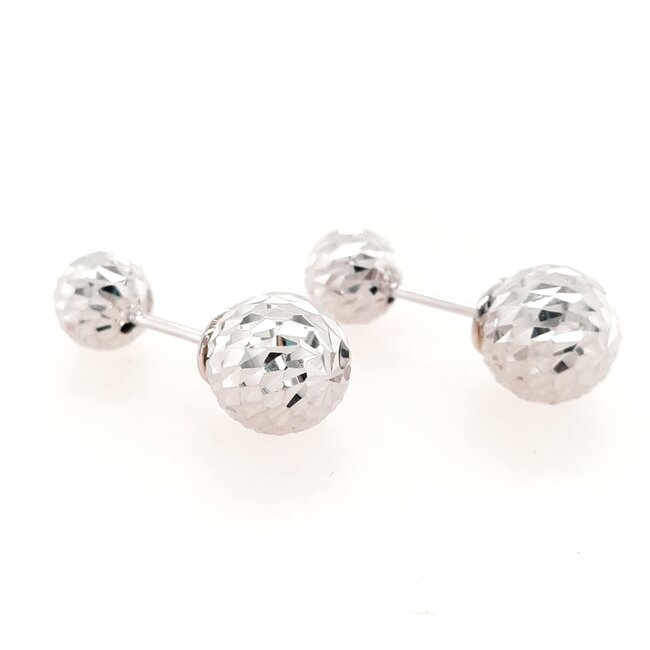 18k white gold d/c reversible ball earrings 1.87 gr