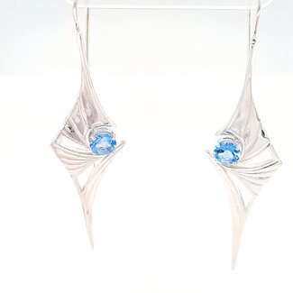TQ Original swiss blue topaz (2ctw) earrings, sterling silver