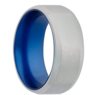 7mm cobalt bevel satin finish w/ blue anodized sleeve sz 10