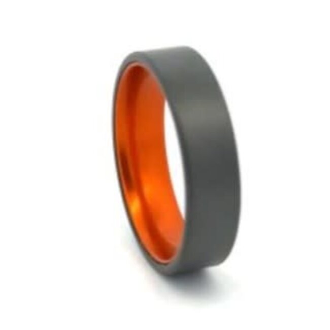 7mm zirconium flat matte finish w/ orange anodized sleeve sz 10