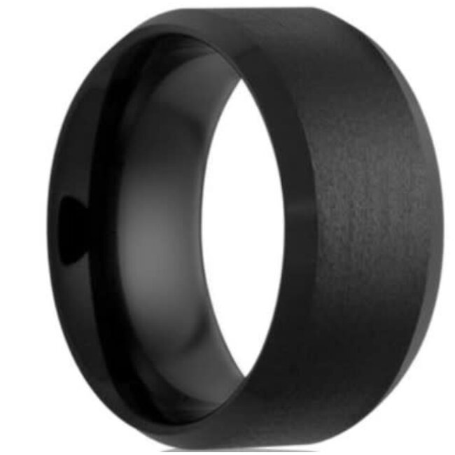 6mm black ceramic bevel satin finish center & high polish edges sz 8.5
